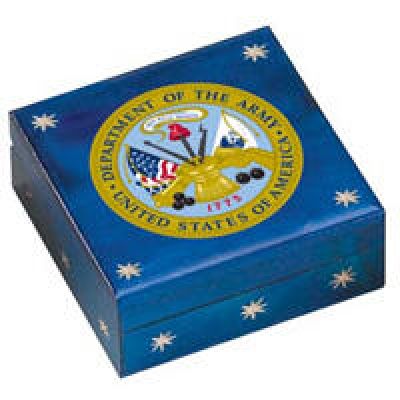 Hand-Made Linden Wood Cremation Urn Box - U.S. ARMY -  - 7981