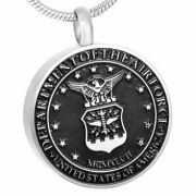 Stainless Steel Cremation Urn Pendant w/ Chain - U.S. Air Force