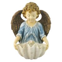 Angel Church Holy Water Bowl Font, Painted, 6 Inch