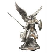 Archangel Raphael, Pewter Finish, Golden Highlights, 9in. Statue