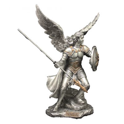 Archangel Raphael, Pewter Finish, Golden Highlights, 9in. Statue -  - SR-76306-PE