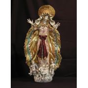 Assumption of Mary Statue, Painted Ceramic, 28 Inch Italian