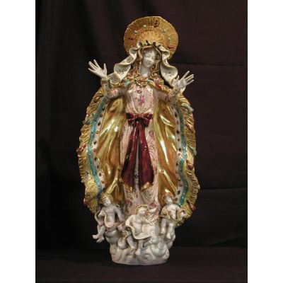Assumption of Mary Statue, Painted Ceramic, 28 Inch Italian -  - EX-16-GG