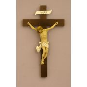 Baroque Style Crucifix, Painted Alabaster Corpus, 14 Inch