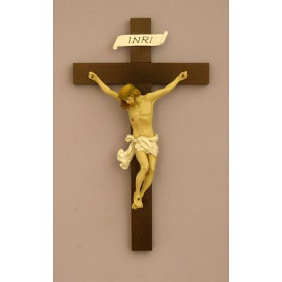 Baroque Style Crucifix, Painted Alabaster Corpus, 14 Inch -  - MA-660-C