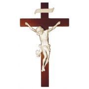 Baroque Style Crucifix, White Alabaster Corpus, 14 Inch