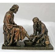 Christ Washing Feet, Painted Cold-Cast Bronze, 8.5 Inch Statue