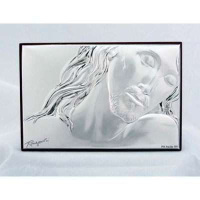 Crucified Christ, Sterling Silver On Wood Plaque, 5x3.75 Inch -  - C-647
