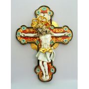 Crucifix, Painted Ceramic, 20 Inch
