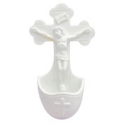 Crucifixion Church Holy Water Bowl Font, White, 5.5 Inch