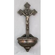 Crucifixion Holy Water Bowl Font, Bronze, 11 Inch