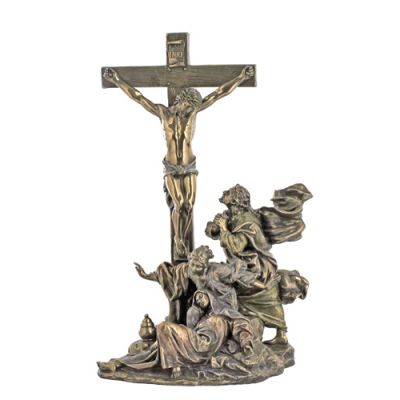 Crucifixion Masterpiece Statue, Cold-Cast Bronze, Painted, 11in. -  - SR-75187