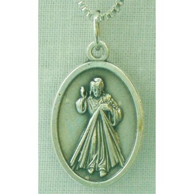 Divine Mercy Medal Necklace, w/24 Inch Chain -  - G022DIVM