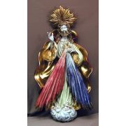 Divine Mercy, Painted Ceramic Wall Plaque, 14.75x27 Inch