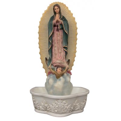 Guadalupe Church Holy Water Bowl Font, Painted Ceramic, Stands/Hangs -  - SR-76802-C