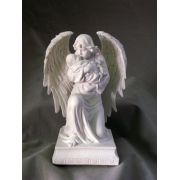 Guardian Angel w/Child-Veronese, All White Resin, 7 Inch Statue
