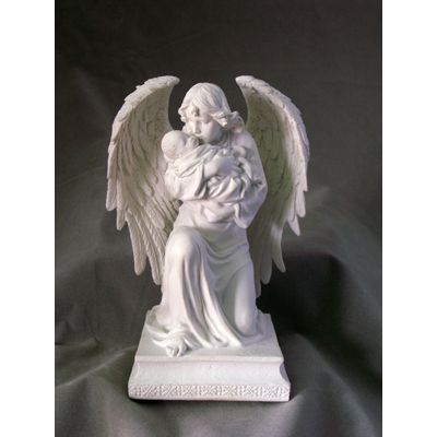 Guardian Angel w/Child-Veronese, All White Resin, 7 Inch Statue -  - SR-75895-W
