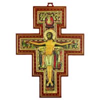 Hanging Painted San Damian Cross Plaque, , 11 Inch