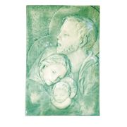 Holy Family Alabaster Tile In Blue Finish, 7x10.5 Inch