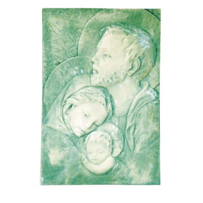 Holy Family Alabaster Tile In Blue Finish, 7x10.5 Inch -  - B-836