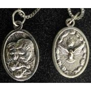 Holy Family/Holy Spirit Medal In Nickel, w/23 Inch Chain