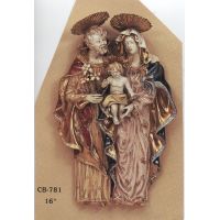 Holy Family Wall Plaque Painted Ceramic, 16 Inch