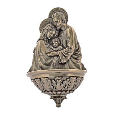 Holy Family Water Bowl Font, Cast Bronze, 9 Inch -  - SR-75428