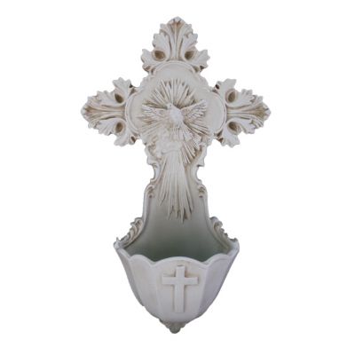 Holy Spirit Cloud Water Bowl Font, Antiqued Resin, 6 Inch -  - SR-75753-A
