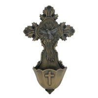 Holy Spirit Could Water Bowl Font, Painted, Bronze, 6in.