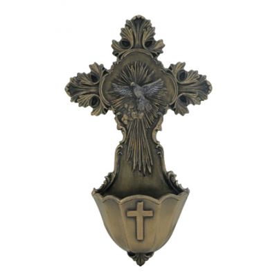 Holy Spirit Could Water Bowl Font, Painted, Bronze, 6in. -  - SR-75753