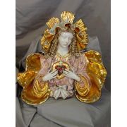Immaculate Heart Of Mary Bust Wall Plaque Painted Ceramic, 19in