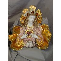 Immaculate Heart Of Mary Bust Wall Plaque Painted Ceramic, 19in