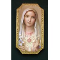 Immaculate Heart Of Mary Florentine Plaque, 4.75x9 Inch