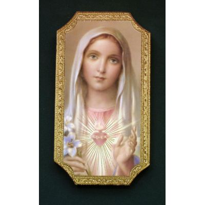 Immaculate Heart Of Mary Florentine Plaque, 4.75x9 Inch -  - L-272