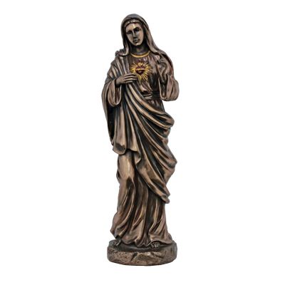 Immaculate Heart Of Mary, Painted Bronze Statue, Painted, 11in. -  - SRA-IHM11