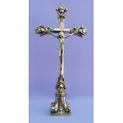 Italian Standing Crucifix, Shiny Brass, 14.5 Inch