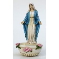 Lady Of Grace Holy Water Bowl Font, Painted 7.5 Inch