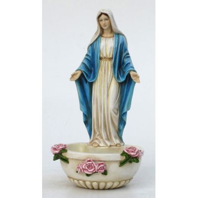 Lady Of Grace Holy Water Bowl Font, Painted 7.5 Inch -  - SR-75377-C