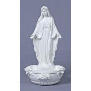 Lady Of Grace Holy Water Bowl Font, White, 7.5 Inch