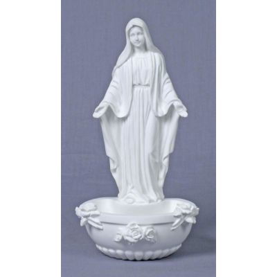 Lady Of Grace Holy Water Bowl Font, White, 7.5 Inch -  - SR-75377-W