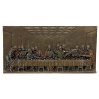 Last Supper Plaque, Painted In Cold-Cast Bronze 14x7x1in.