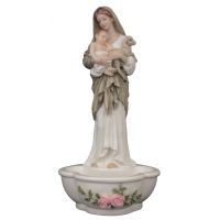 Linnocence Painted Church Holy Water Bowl Font, Stands Or Hangs