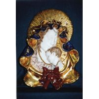Madonna & Child Wall Plaque, Painted Ceramic 17 Inch