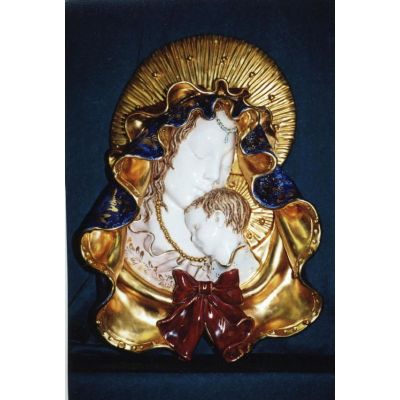 Madonna & Child Wall Plaque, Painted Ceramic 17 Inch -  - EX-254-SA