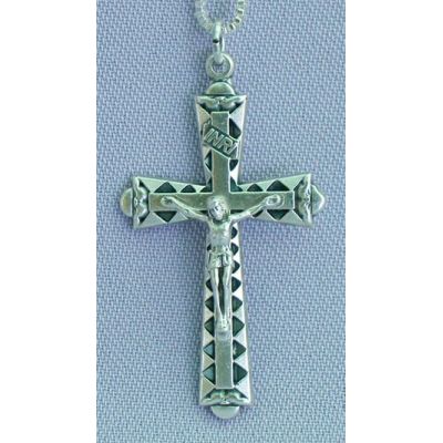 Metal Crucifix Necklace, 1 Inch Cross, 24 Inch Chain -  - G1020X