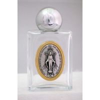 Miraculous Medal Holy Water Bottle, Square, 1.75x3.25 Inch