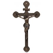 Ornate Crucifix, Painted In Cold-Cast Bronze, 14in.