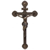 Ornate Crucifix, Painted In Cold-Cast Bronze, 14in.