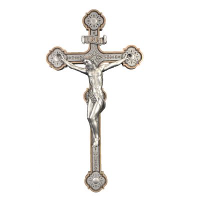Ornate Crucifix, Pewter Style Finish, Golden Highlights, 14in. -  - SR-76435-PE