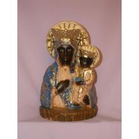 Our Lady Of Czestochowa Statue, Painted Alabaster, 7.75 Inch